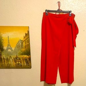 BEBE red front overlay culotte…wear casual or dress it up!